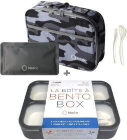 Bento Box with Insulated Lunch Bag and Ice Pack. Lunch Container with 3 Divided Leak-Resistant Compartments Perfect for Work or School