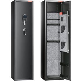 5 Rifles Gun Safe, Rifle Safe with Digital Keypad & Lock, Gun Storage Cabinet with Built-in Storage Locker